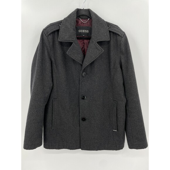GUESS Men's Dark Gray Wool Blend Jacket Coat Size M - Picture 1 of 11